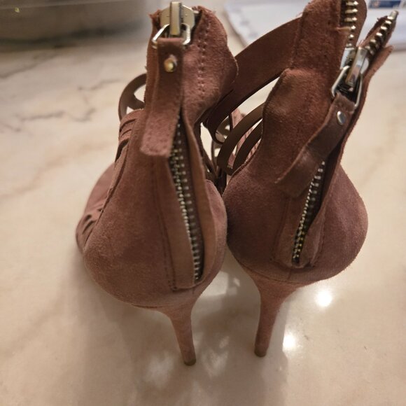 Zara Mauve Suede Openwork Cutout Heels Sandals - Picture 5 of 5